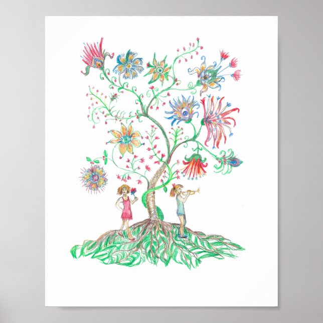 Whimsical Floral Tree  Poster (Front)