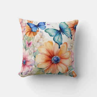 Whimsical Floral Vignette with Paint-Dripping Flow Cushion