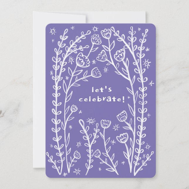 Whimsical Floral Vines Cute Birthday Party Custom  Invitation (Front)