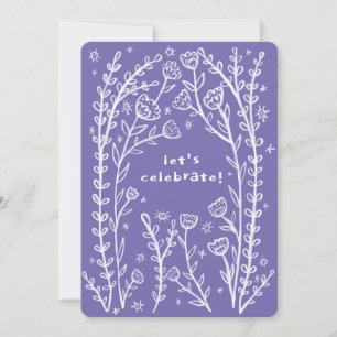 Whimsical Floral Vines Cute Birthday Party Custom  Invitation