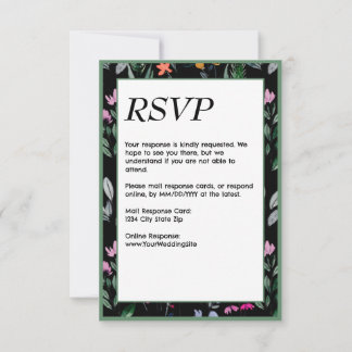 Whimsical Floral Watercolor Wedding RSVP Card