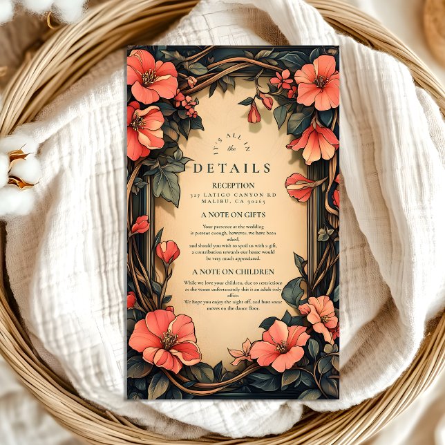 Whimsical Floral Wedding Art Nouveau Enclosure Card (Creator Uploaded)