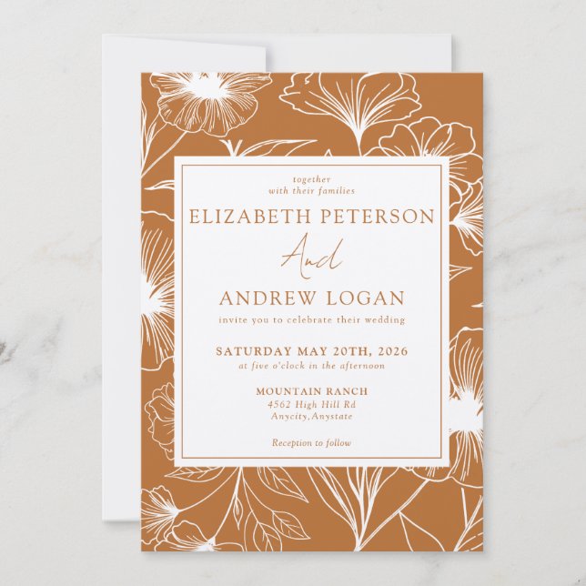 Whimsical Floral Wedding Invitation (Front)