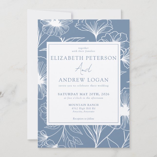 Whimsical Floral Wedding Invitation (Front)