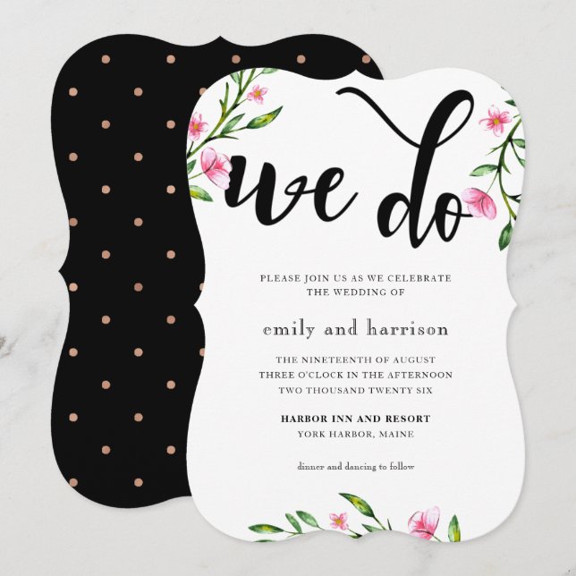 Whimsical Floral Wedding Invitation (Front/Back)