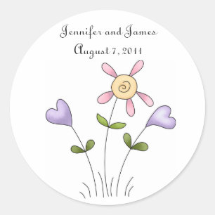 Whimsical Floral Wedding Sticker
