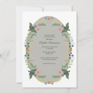 Whimsical Floral Wreath Baby Shower Invitation