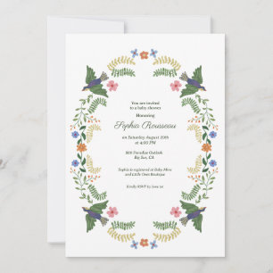 Whimsical Floral Wreath Baby Shower Invitation