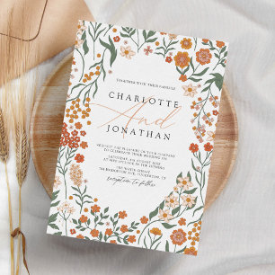 Whimsical Floral Wreath Colourful Wedding Invitation