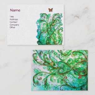 WHIMSICAL FLOURISHES bright blue green pearl Business Card