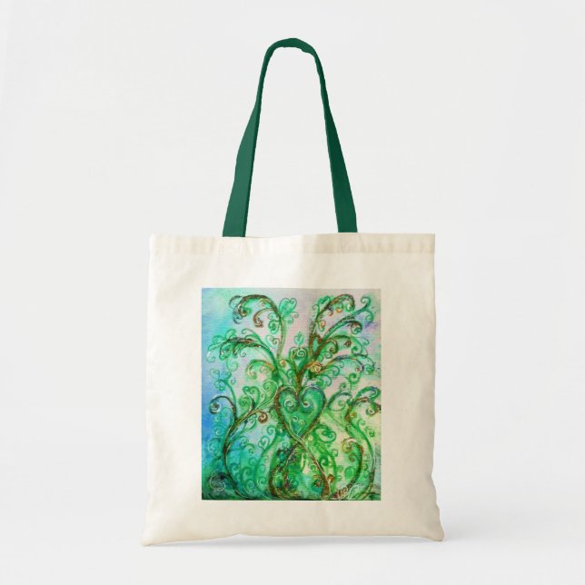 WHIMSICAL FLOURISHES bright blue green white Tote Bag (Front)