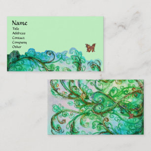 WHIMSICAL FLOURISHES bright green blue Business Card