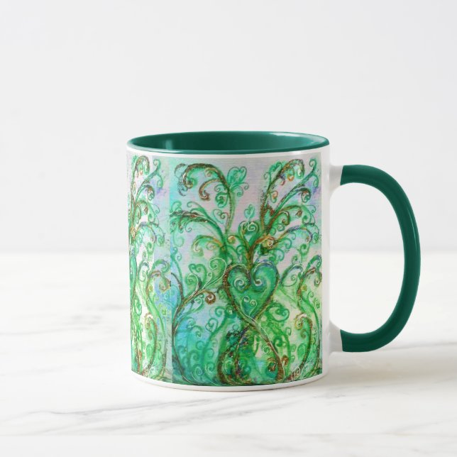 WHIMSICAL FLOURISHES bright green yellow blue Mug (Right)