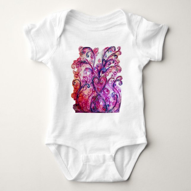 WHIMSICAL FLOURISHES bright pink purple white Baby Bodysuit (Front)