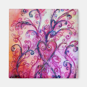 WHIMSICAL FLOURISHES bright pink purple white Magnet