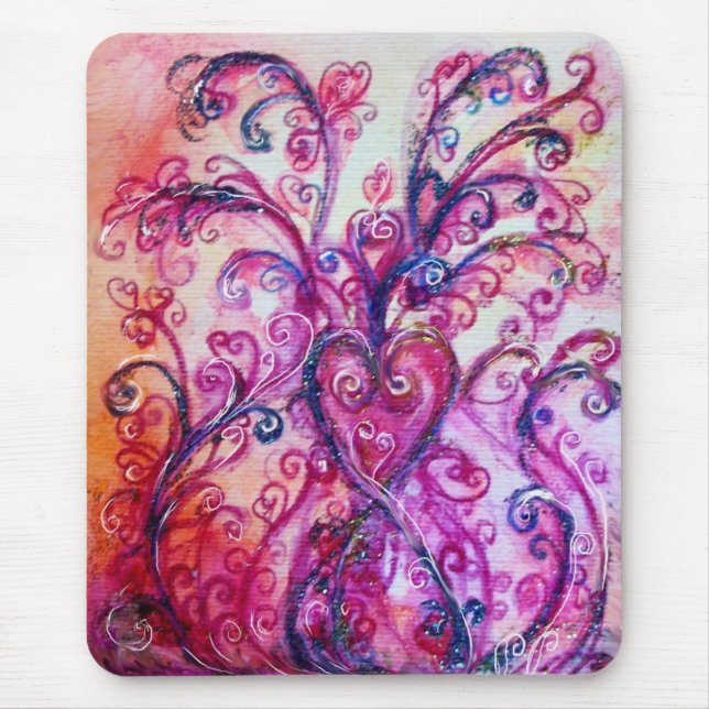 WHIMSICAL FLOURISHES bright pink purple white Mouse Pad (Front)