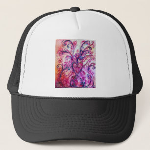 WHIMSICAL FLOURISHES bright pink purple white Trucker Hat