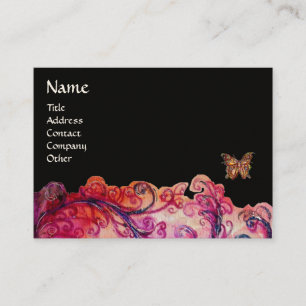 WHIMSICAL FLOURISHES bright red ,pink purple black Business Card