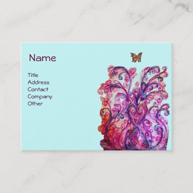 WHIMSICAL FLOURISHES bright red pink purple blue Business Card (Front)