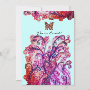 WHIMSICAL FLOURISHES bright red pink purple blue Invitation