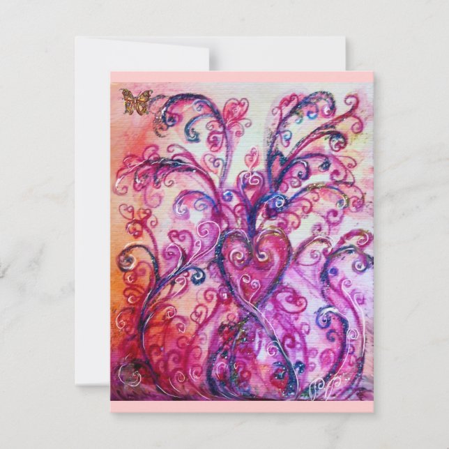 WHIMSICAL FLOURISHES bright red ,pink purple Invitation (Front)