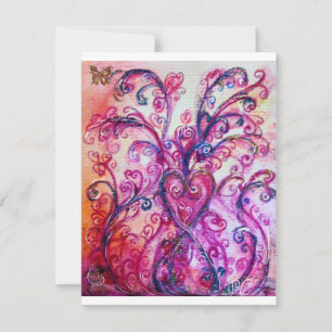 WHIMSICAL FLOURISHES bright red ,pink purple white Invitation