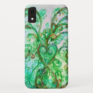WHIMSICAL FLOURISHES bright teal green white iPhone XR Case