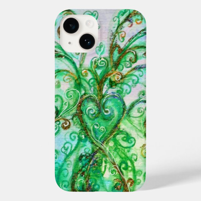 WHIMSICAL FLOURISHES bright teal green white Case-Mate iPhone Case (Back)