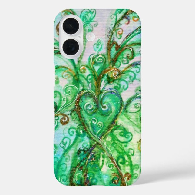 WHIMSICAL FLOURISHES bright teal green white Case-Mate iPhone Case (Back)