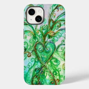 WHIMSICAL FLOURISHES bright teal green white iPhone 14 Case
