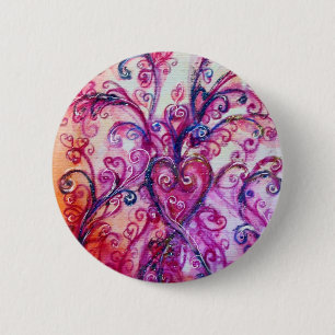 WHIMSICAL FLOURISHES Pink Purple White Floral 6 Cm Round Badge
