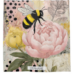 Whimsical Flower and Bee – Cosy Floral (2) Shower Curtain