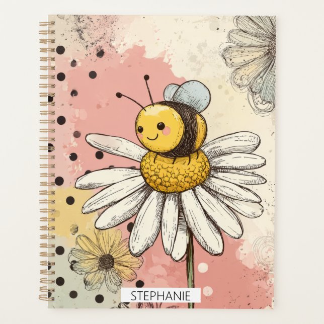 Whimsical Flower and Bee – Cozy Floral (1) Planner (Front)