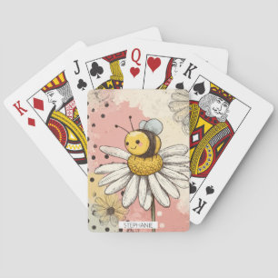 Whimsical Flower and Bee – Cozy Floral (1) Playing Cards