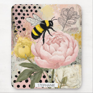 Whimsical Flower and Bee – Cozy Floral (2) Mouse Pad