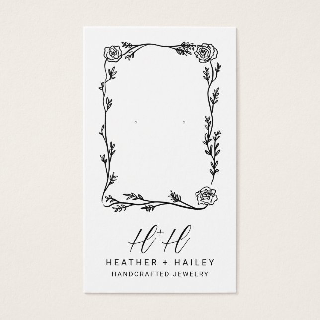 Whimsical Flower Border Jewellery Display Cards (Front)