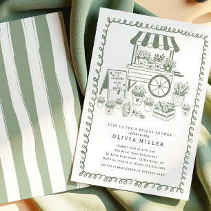Whimsical Flower Cart Bridal Shower Invitation