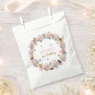 Whimsical flower fairy garden 2nd birthday favour bag