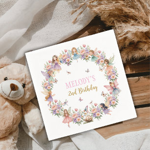 Whimsical flower fairy garden 2nd birthday  napkin