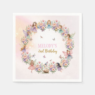 Whimsical flower fairy garden 2nd birthday napkin