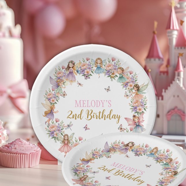 Whimsical flower fairy garden 2nd birthday  paper plate (Creator Uploaded)