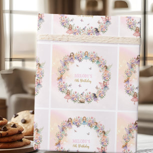 Whimsical flower fairy garden 6th birthday wrapping paper