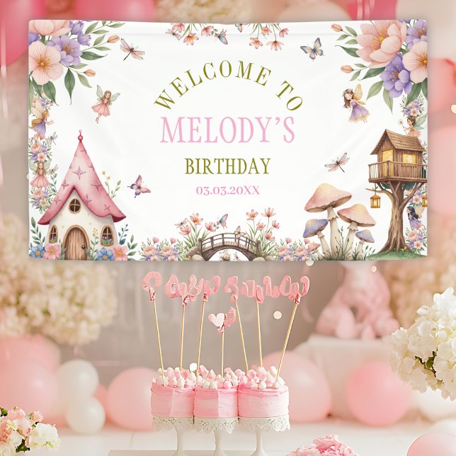 Whimsical Flower Fairy Garden Birthday Banner (Creator Uploaded)