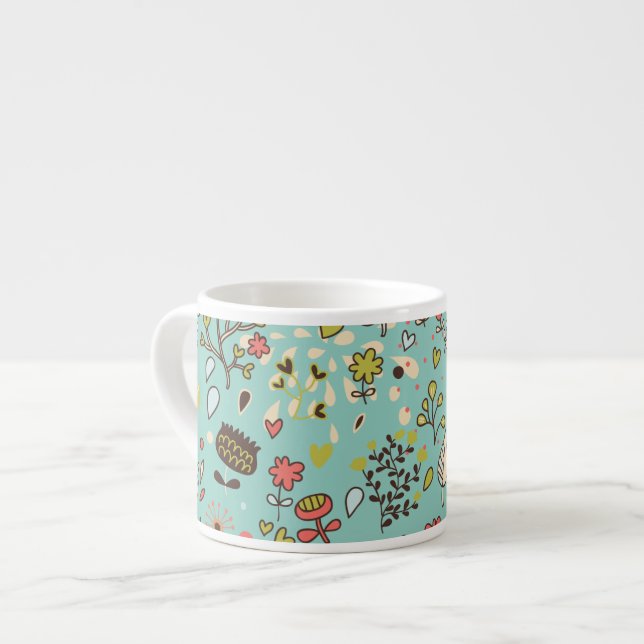 Whimsical Flower Garden Espresso Cup (Front Left)