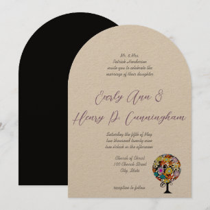 Whimsical Flower Love Tree Wedding Invitation