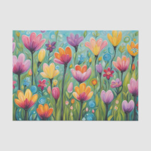 Whimsical Flower Meadow Blooming Wildflowers Tissue Paper