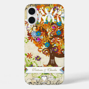 Whimsical Flower Tree Wedding iPhone 16 Plus Case