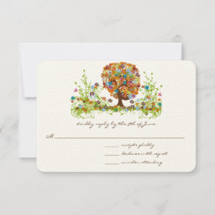 Whimsical Flower Tree Wedding Response Cards