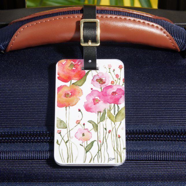 Whimsical Flowers Acrylic Luggage Tag (Front Insitu 2)