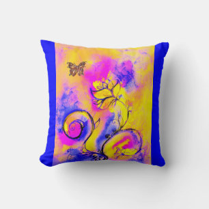 WHIMSICAL FLOWERS AND BUTTERFLIES CUSHION